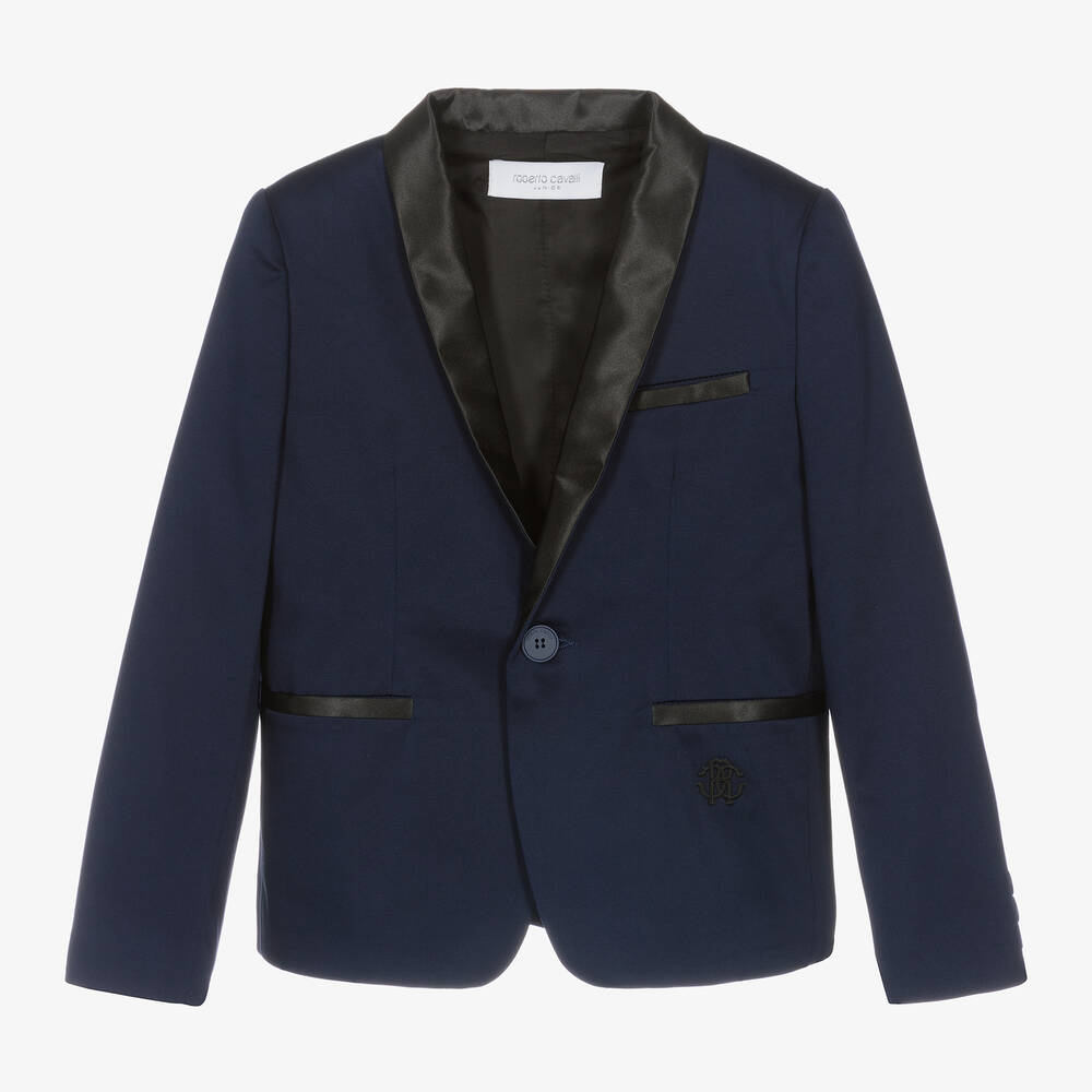 Roberto Cavalli-جاكيت بلايزر قطن لون كحلي للأولاد | Childrensalon Outlet