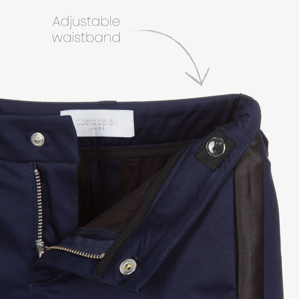 Roberto Cavalli-Boys Navy Blue Cotton Trousers | Childrensalon Outlet