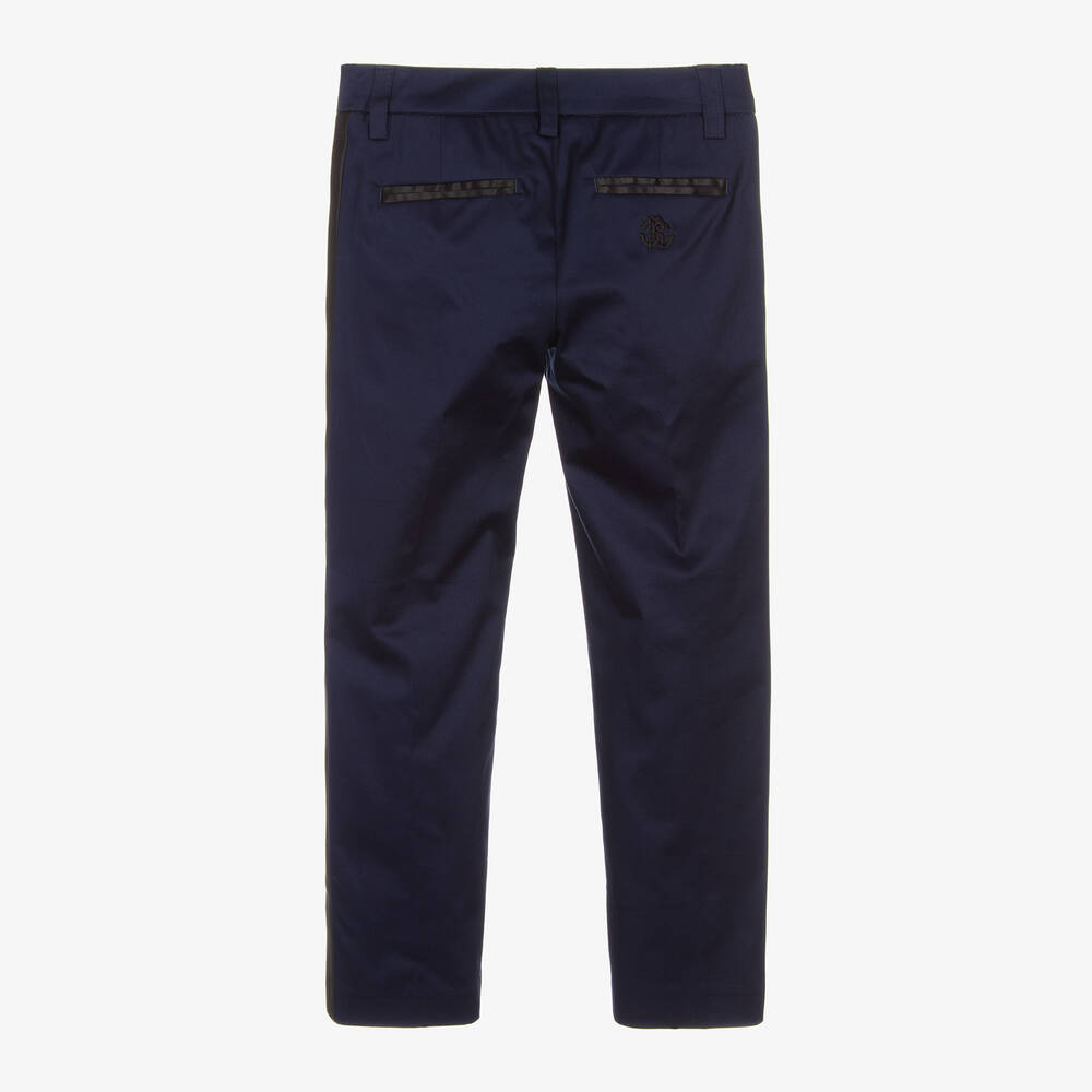 Roberto Cavalli-Boys Navy Blue Cotton Trousers | Childrensalon Outlet