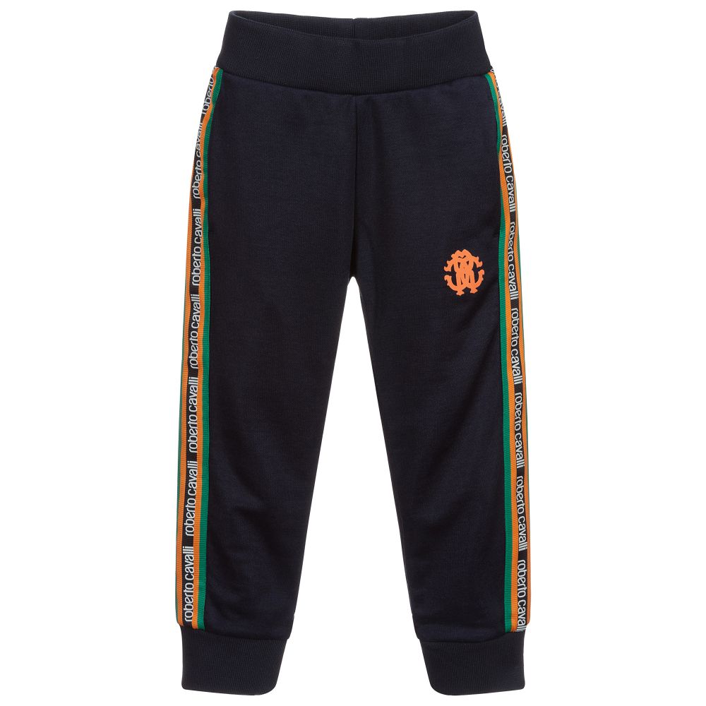 Roberto Cavalli - Boys Navy Blue Logo Joggers | Childrensalon