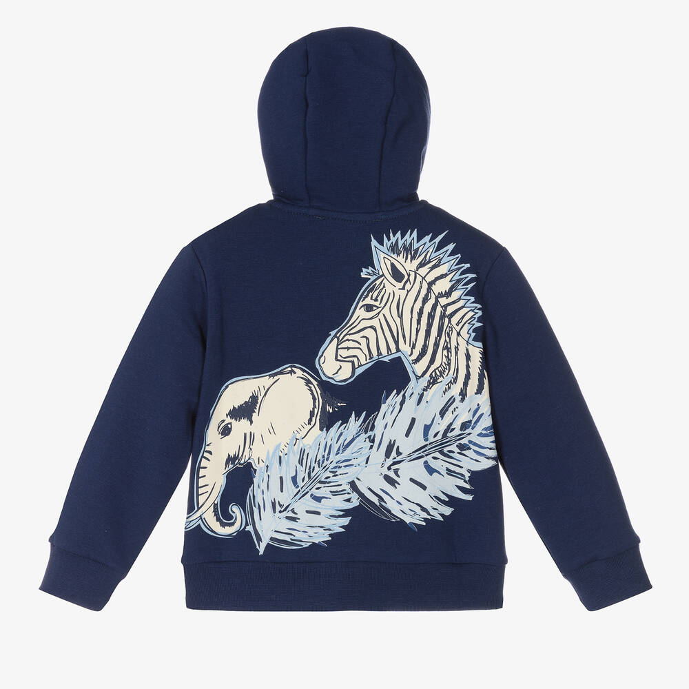 روبرتو كفالي -توب هودي أطفال ولادي بسحّاب قطن جيرسي لون كحلي | Childrensalon Outlet