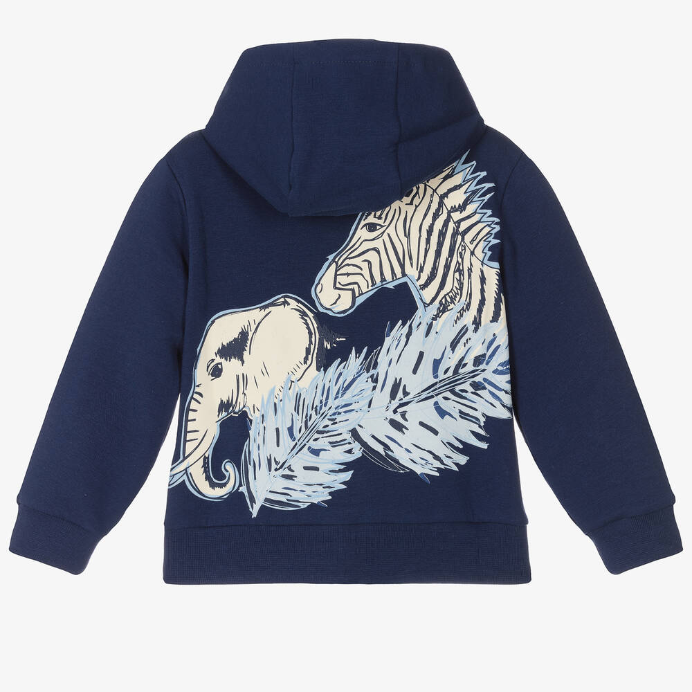 روبرتو كفالي -توب هودي أطفال ولادي بسحّاب قطن جيرسي لون كحلي | Childrensalon Outlet