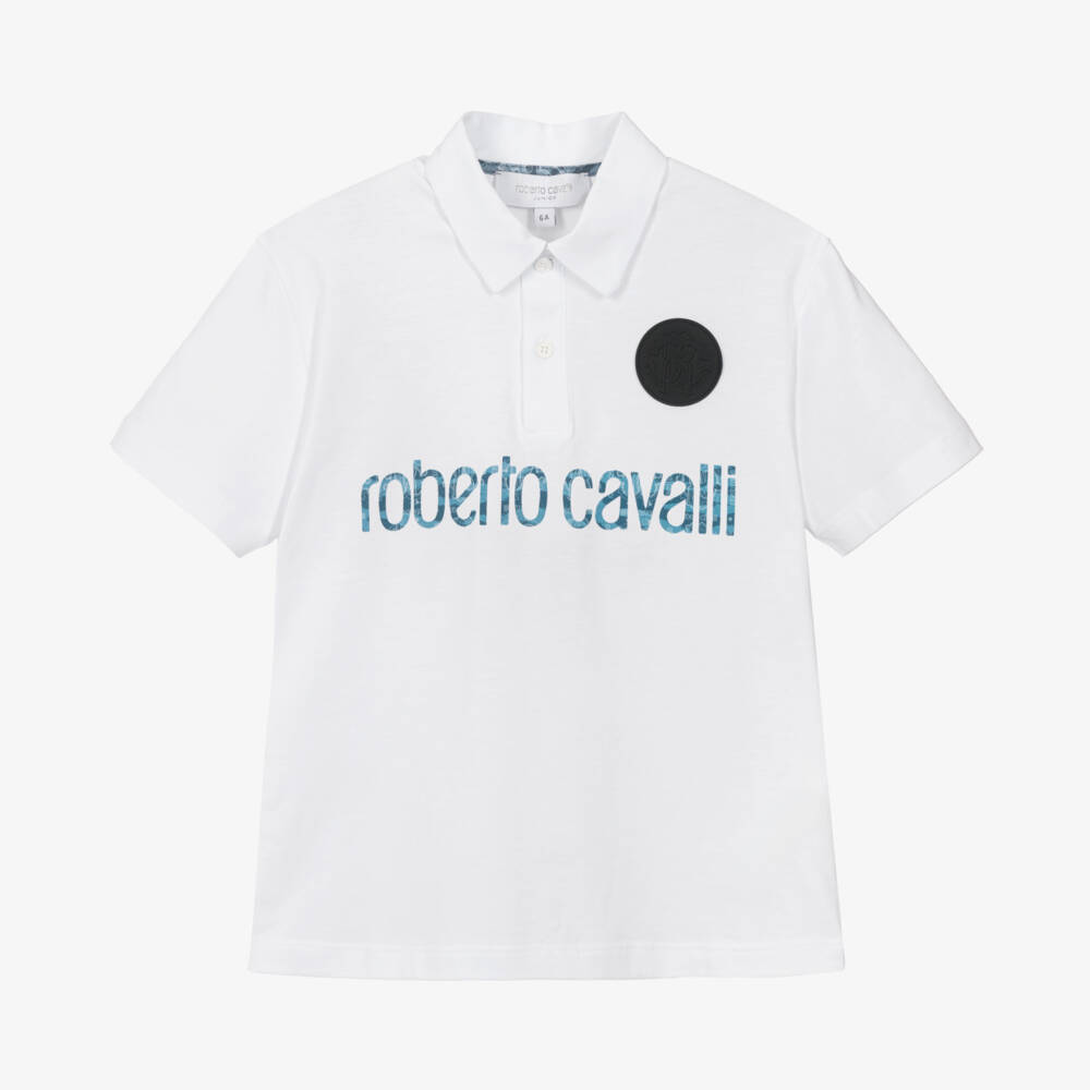 Roberto Cavalli-Boys White Cotton Emblem Polo | Childrensalon Outlet