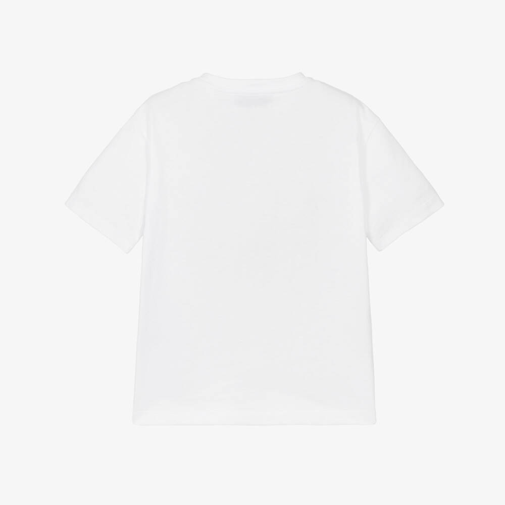 Roberto Cavalli-Boys White Cotton Monogram Logo Leopard T-Shirt | Childrensalon Outlet