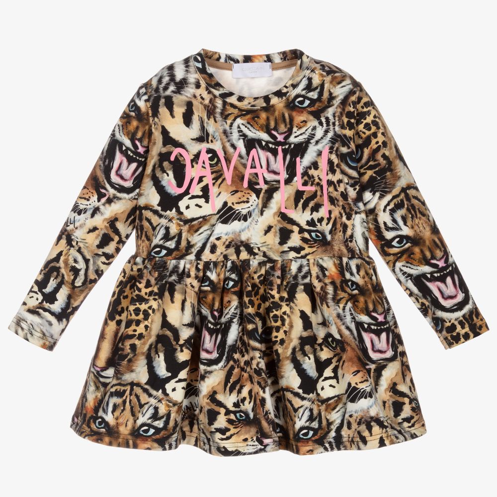 Roberto Cavalli - Baumwollkleid mit Katzen-Print  | Childrensalon