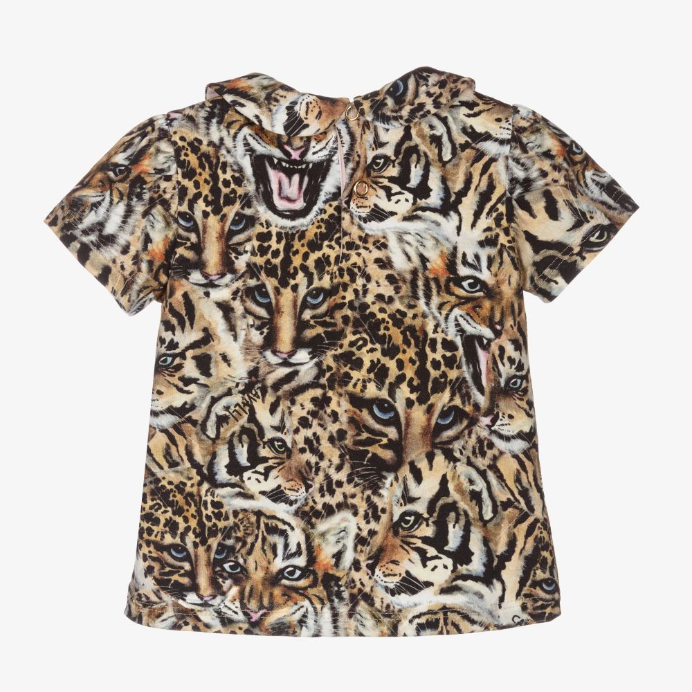 Roberto Cavalli-Бежево-черный хлопковый топ для девочек | Childrensalon Outlet