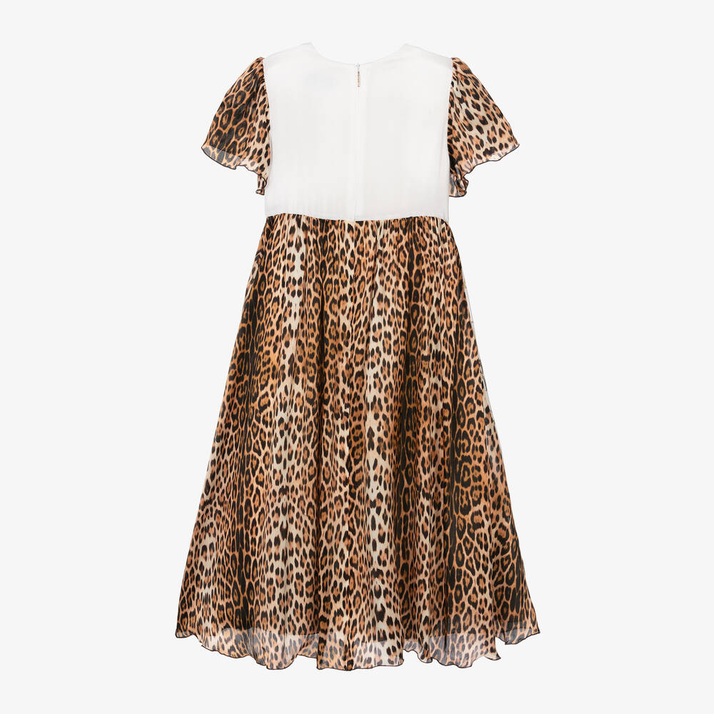 Roberto Cavalli-Girls Beige Leopard & Arabesque Dress | Childrensalon Outlet
