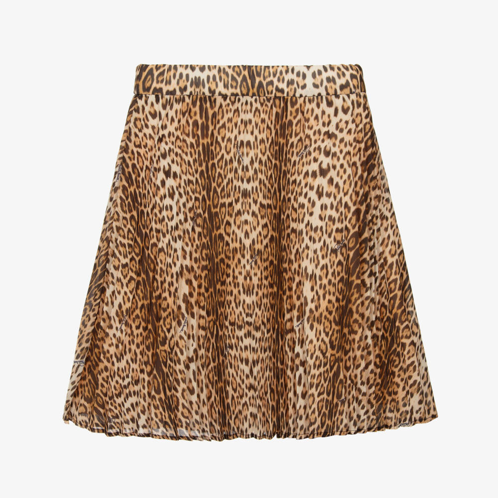 Roberto Cavalli-تنورة بيج بنقشة الفهد للبنات | Childrensalon Outlet