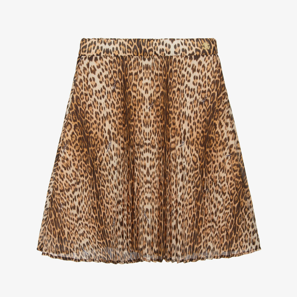Roberto Cavalli-تنورة بيج بنقشة الفهد للبنات | Childrensalon Outlet