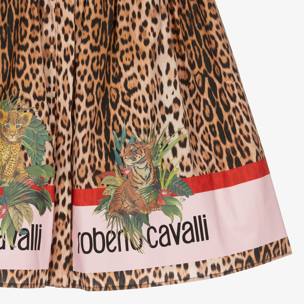 Roberto Cavalli-Girls Beige Leopard Print Shirt Dress | Childrensalon Outlet