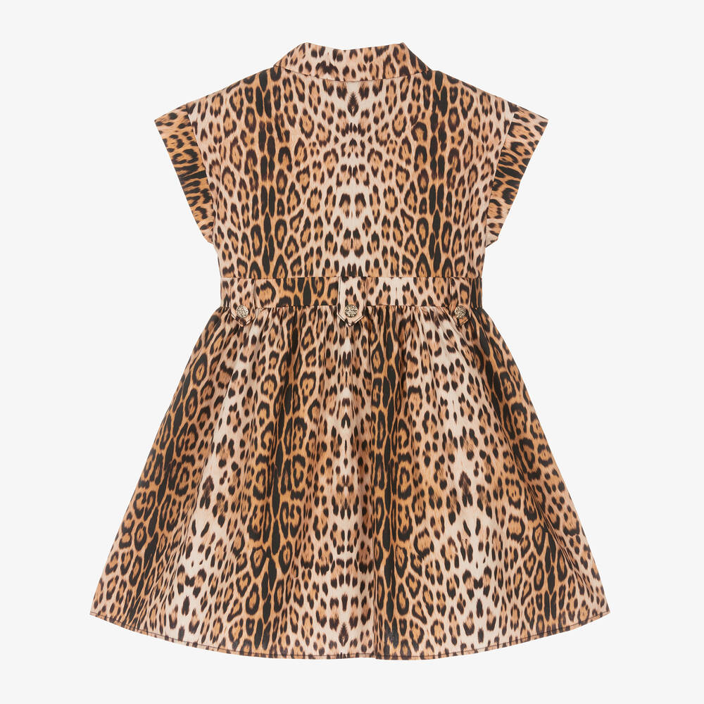 Roberto Cavalli-Girls Beige Leopard Print Shirt Dress | Childrensalon Outlet