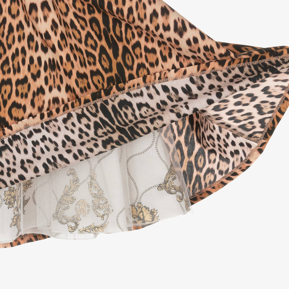 Roberto Cavalli-Girls Beige Leopard Print Skirt | Childrensalon Outlet