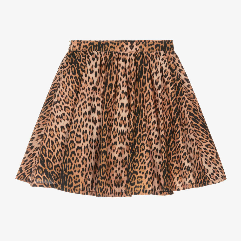 Roberto Cavalli Girls Beige Leopard Print Skirt