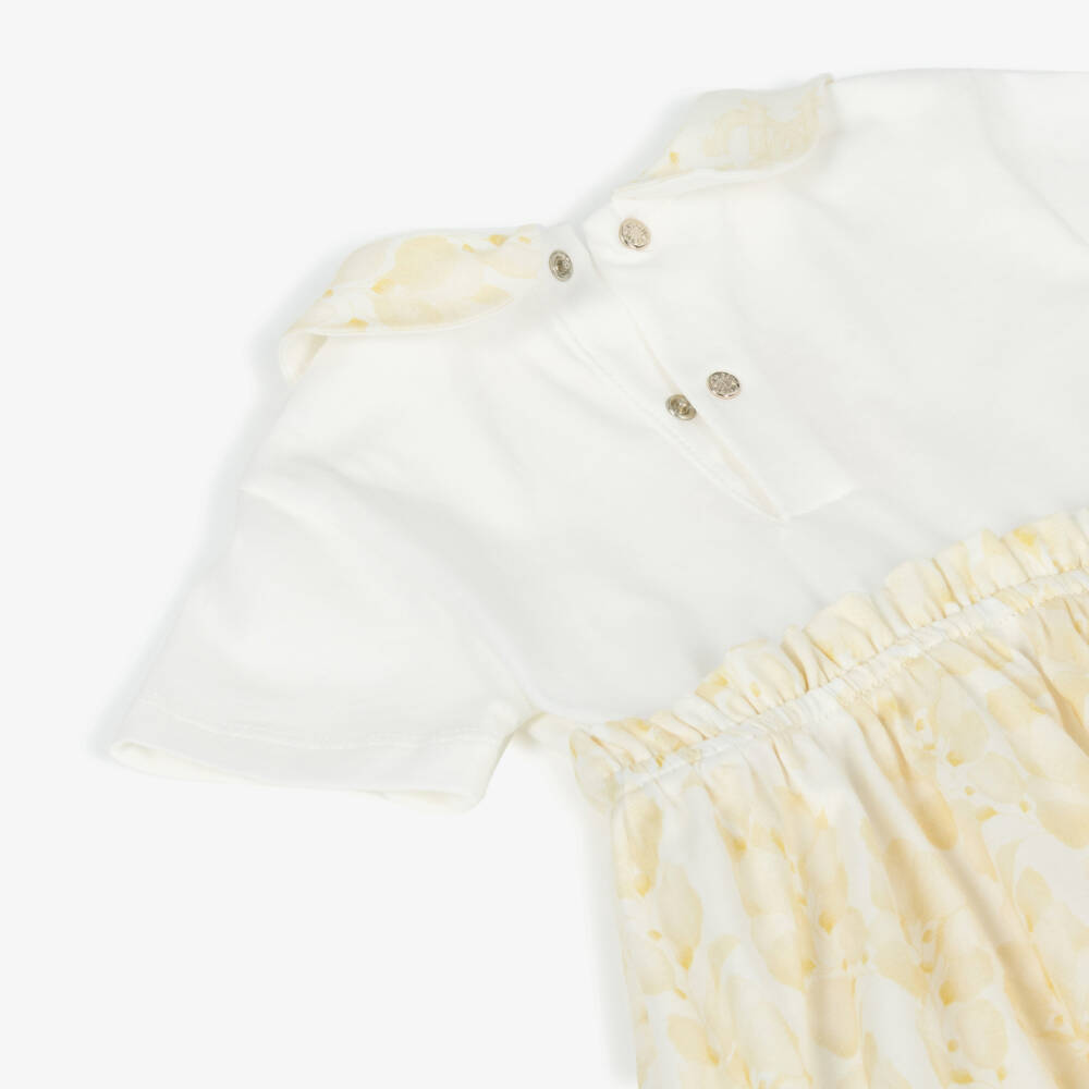Roberto Cavalli-Girls Beige & White Floral Cotton Dress | Childrensalon Outlet