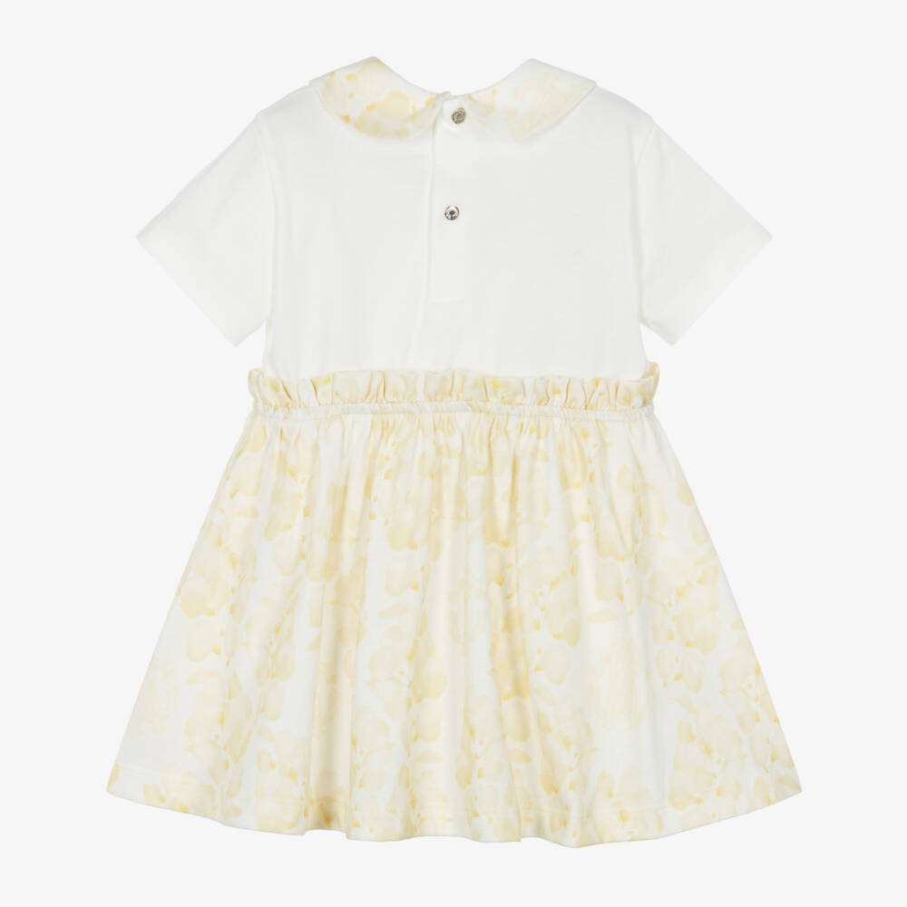 Roberto Cavalli-Girls Beige & White Floral Cotton Dress | Childrensalon Outlet