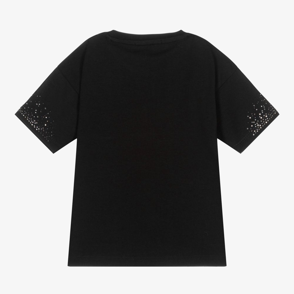 Roberto Cavalli Girls Black Cotton T Shirt Childrensalon Outlet