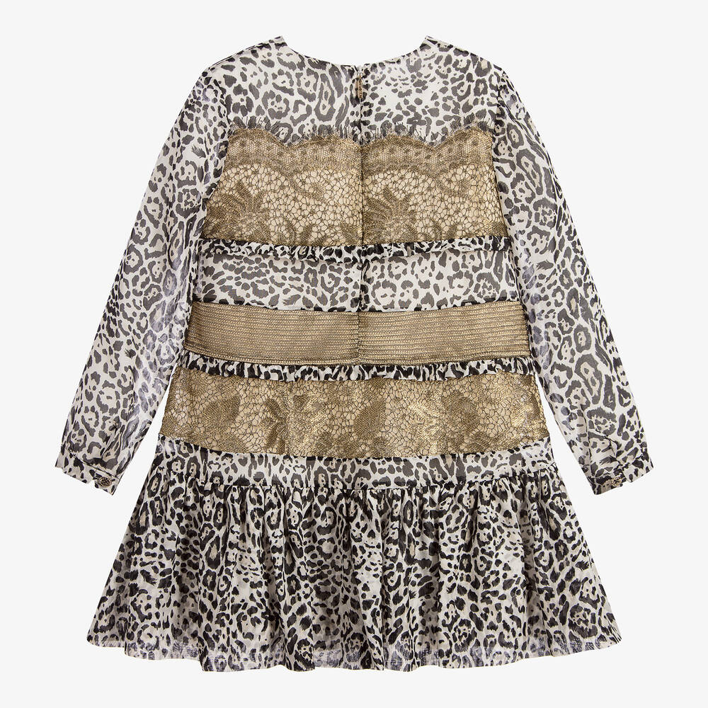 Roberto Cavalli-Girls Black Gold Lace Silk Dress | Childrensalon Outlet
