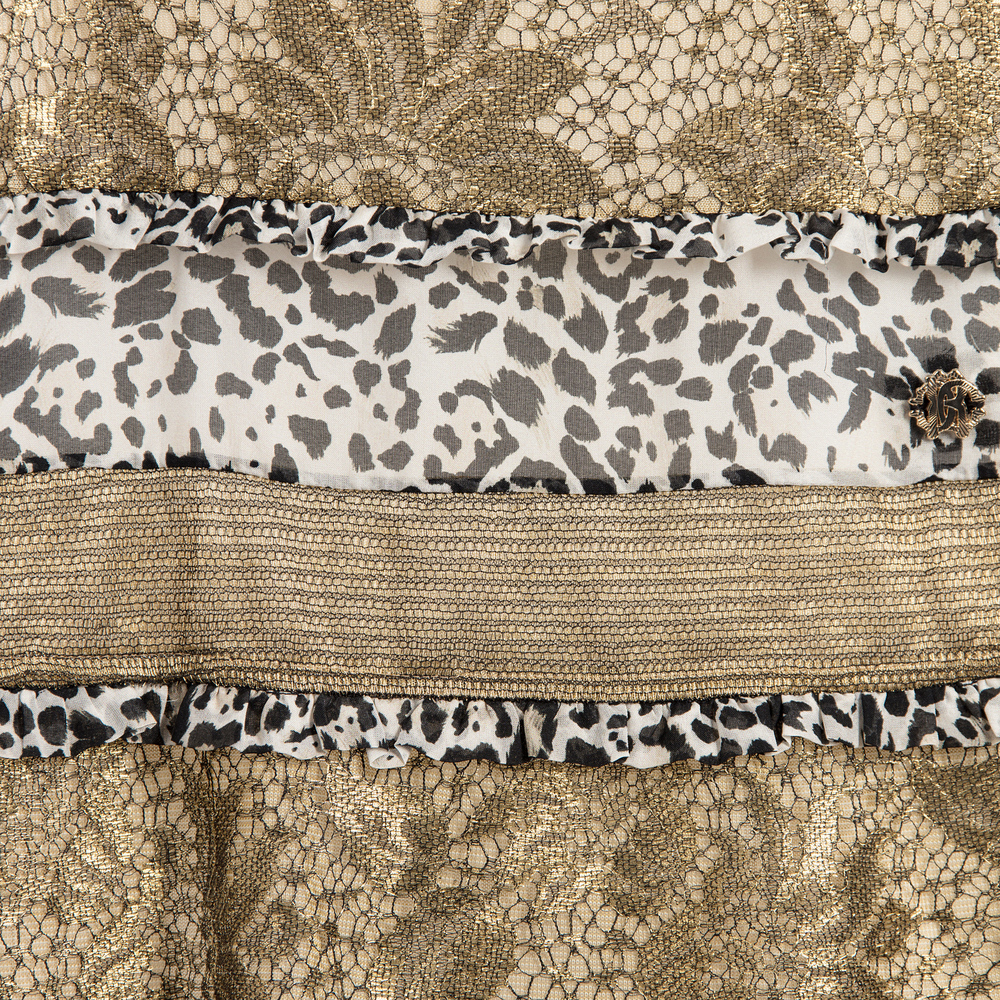 Roberto Cavalli-Girls Black Gold Lace Silk Dress | Childrensalon Outlet