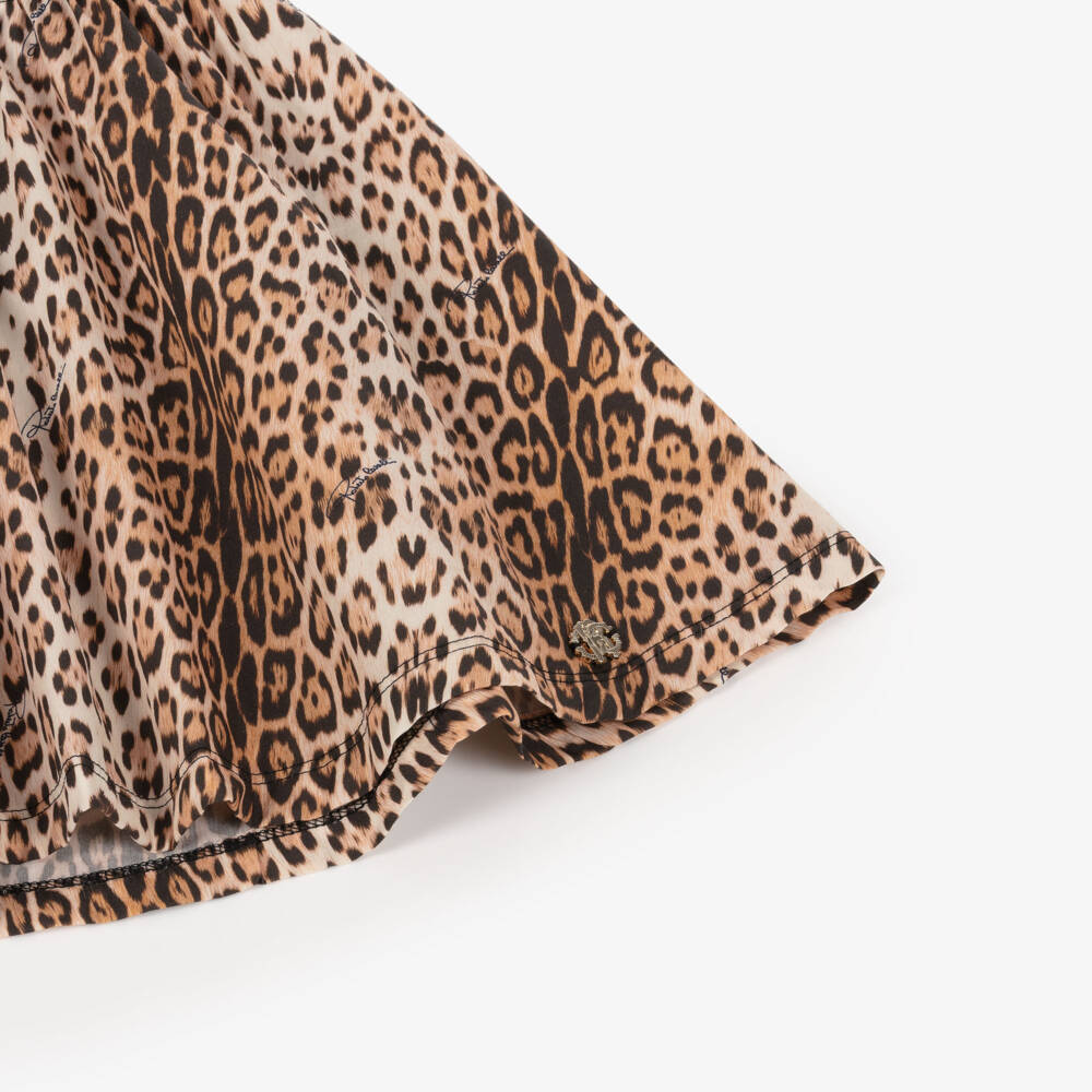 Roberto Cavalli-Girls Black & Leopard Print Cotton Butterfly Dress | Childrensalon Outlet