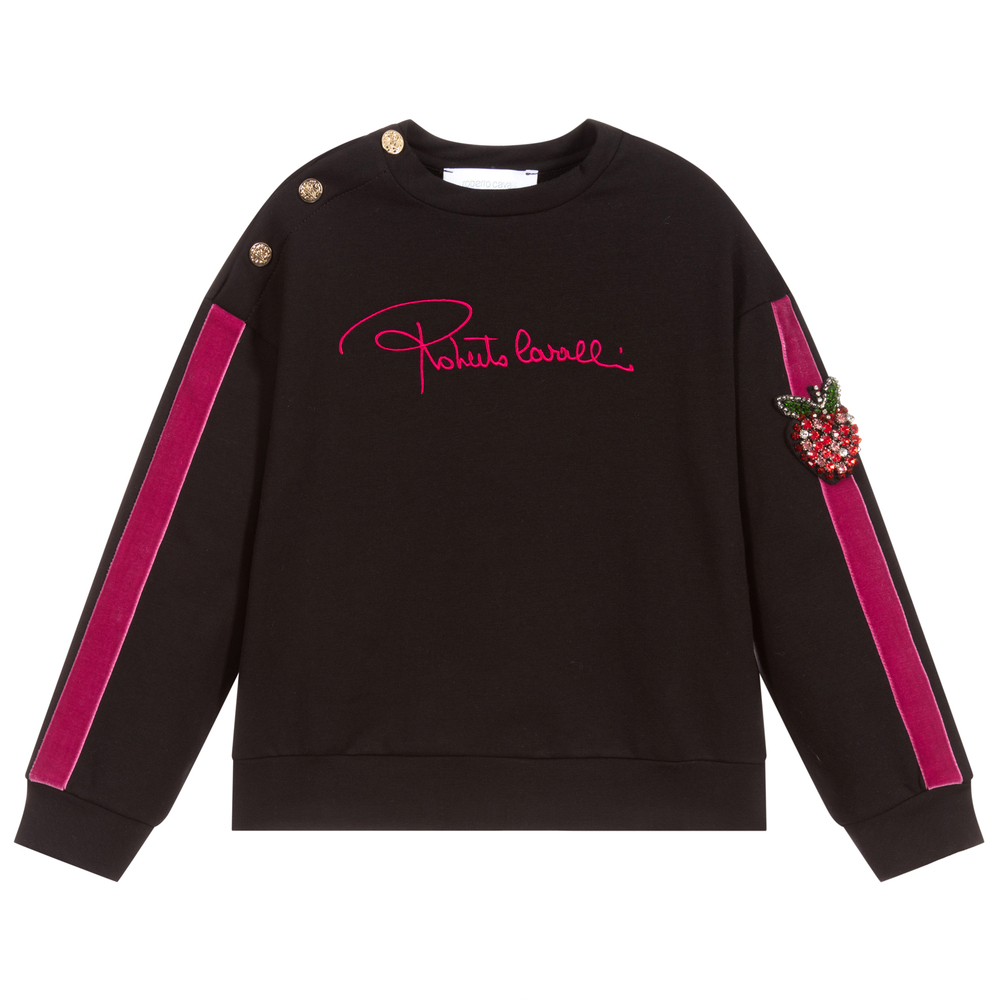 Roberto Cavalli - Girls Black Logo Sweatshirt | Childrensalon