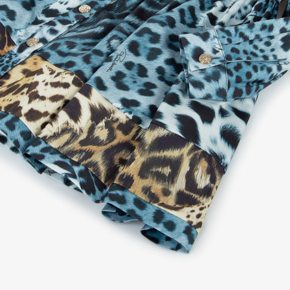 Roberto Cavalli-Girls Blue Jaguar Pattern Dress | Childrensalon Outlet
