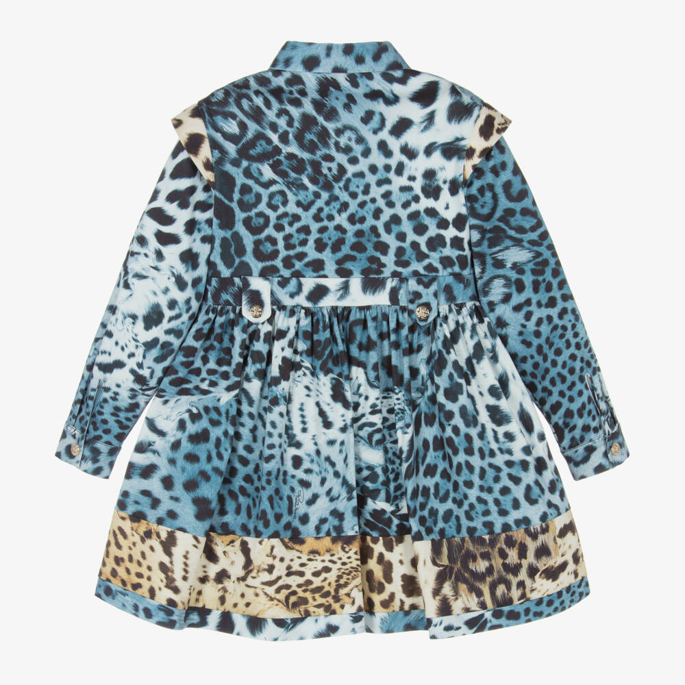 Roberto Cavalli-Girls Blue Jaguar Pattern Dress | Childrensalon Outlet