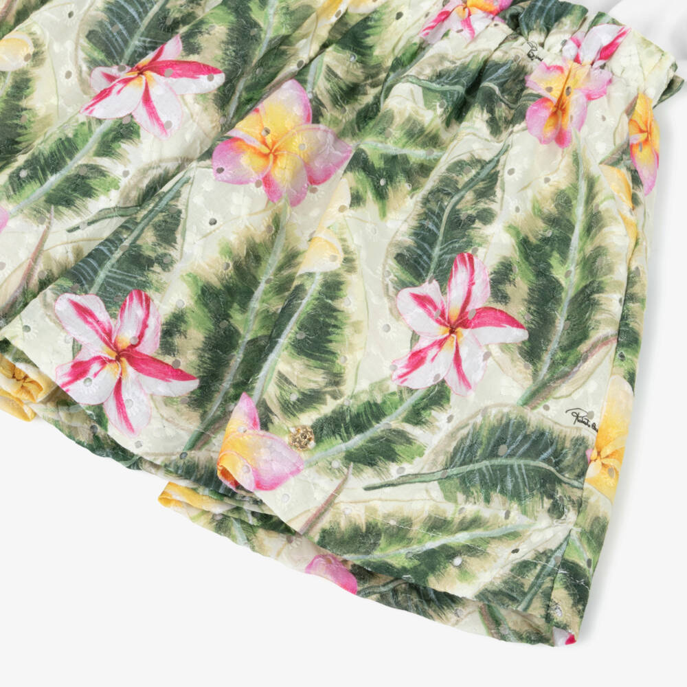 Roberto Cavalli-Girls Botanical Cotton Dress in Jade & Ivory | Childrensalon Outlet