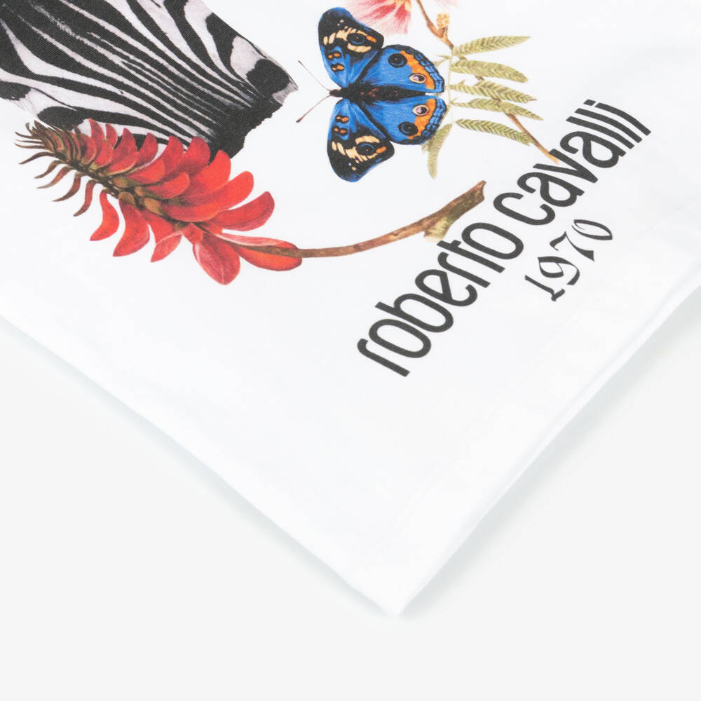 Roberto Cavalli-Girls Cotton White Zebra Tee | Childrensalon Outlet