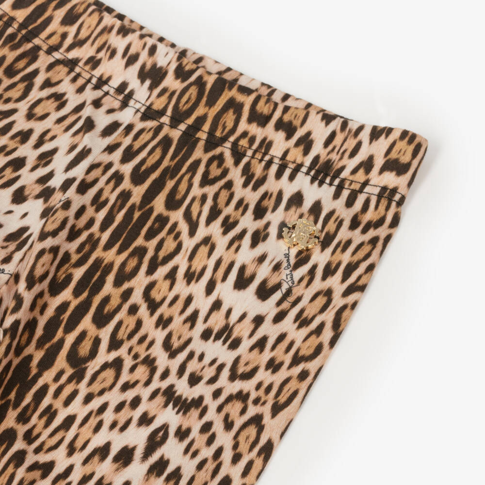 Roberto Cavalli-Girls Earthy Leopard Cotton Tights | Childrensalon Outlet