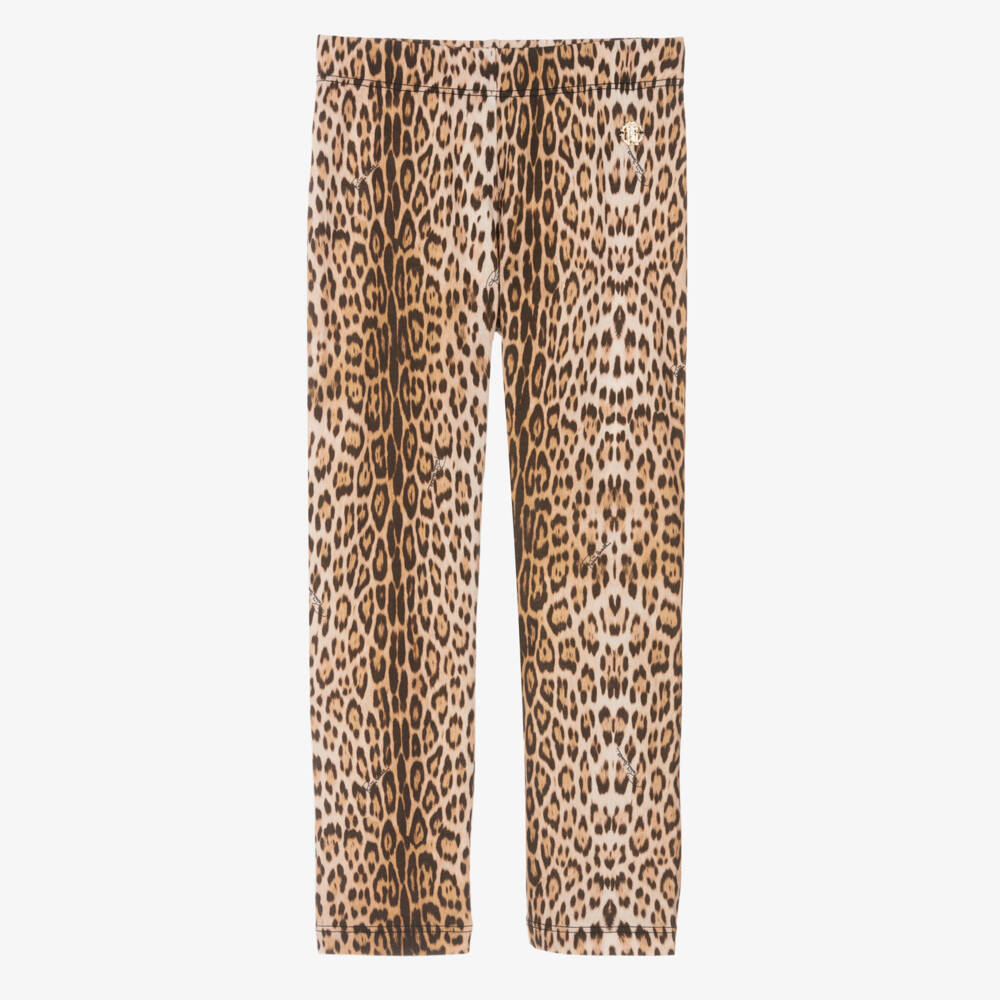 Roberto Cavalli-Girls Earthy Leopard Cotton Tights | Childrensalon Outlet