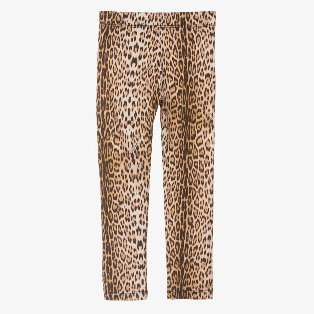 Roberto Cavalli-Girls Earthy Leopard Cotton Tights | Childrensalon Outlet