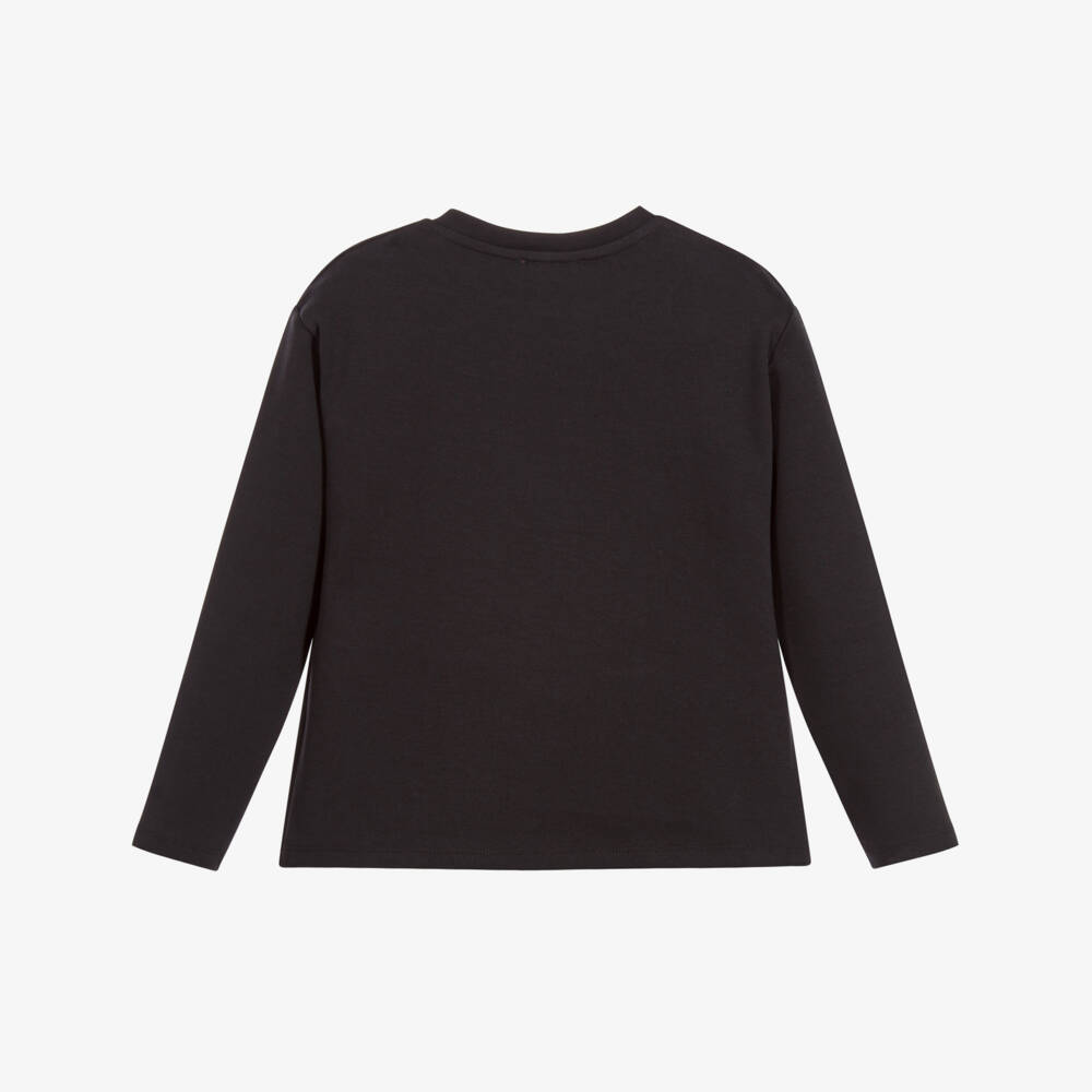 Roberto Cavalli-Girls Embroidered Black Top | Childrensalon Outlet