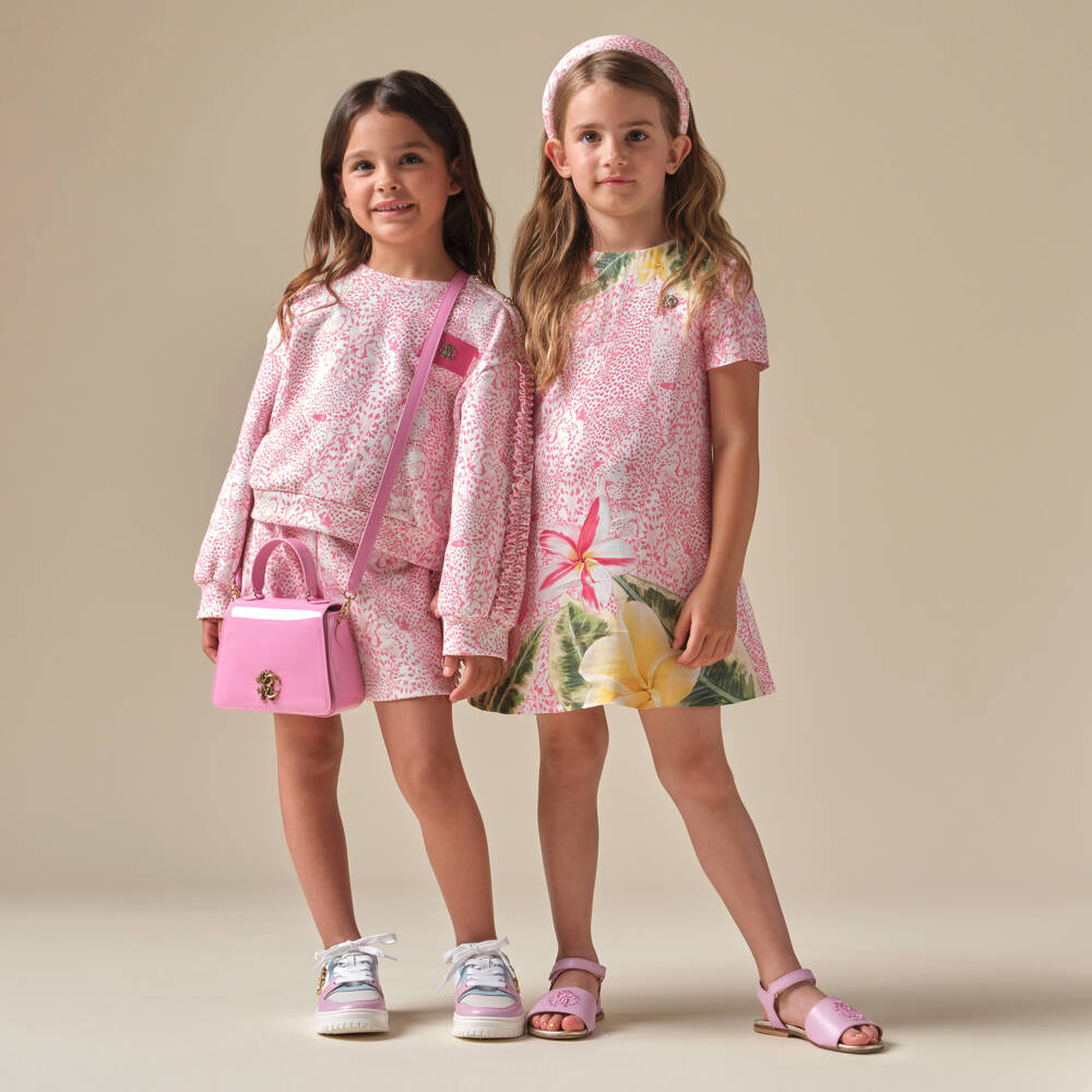 Roberto Cavalli-Платье из шифона с пурпурным джунглевым принтом для девочек | Childrensalon Outlet