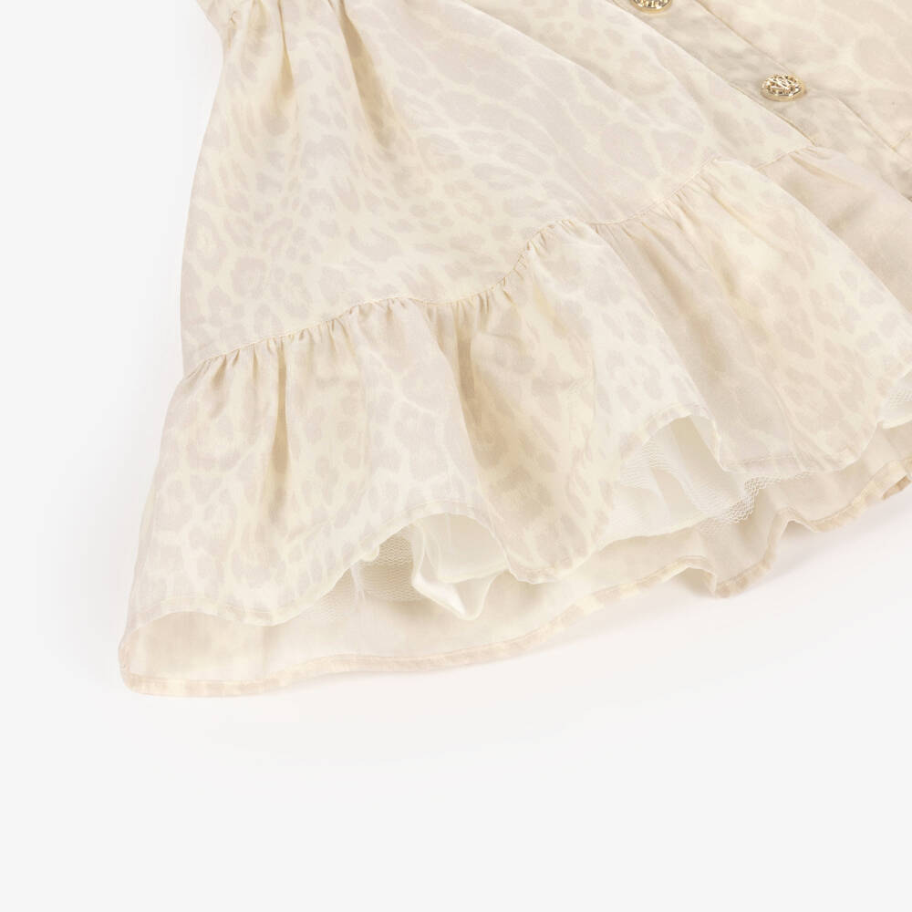 Roberto Cavalli-Girls Ivory Cotton Leopard Dress | Childrensalon Outlet