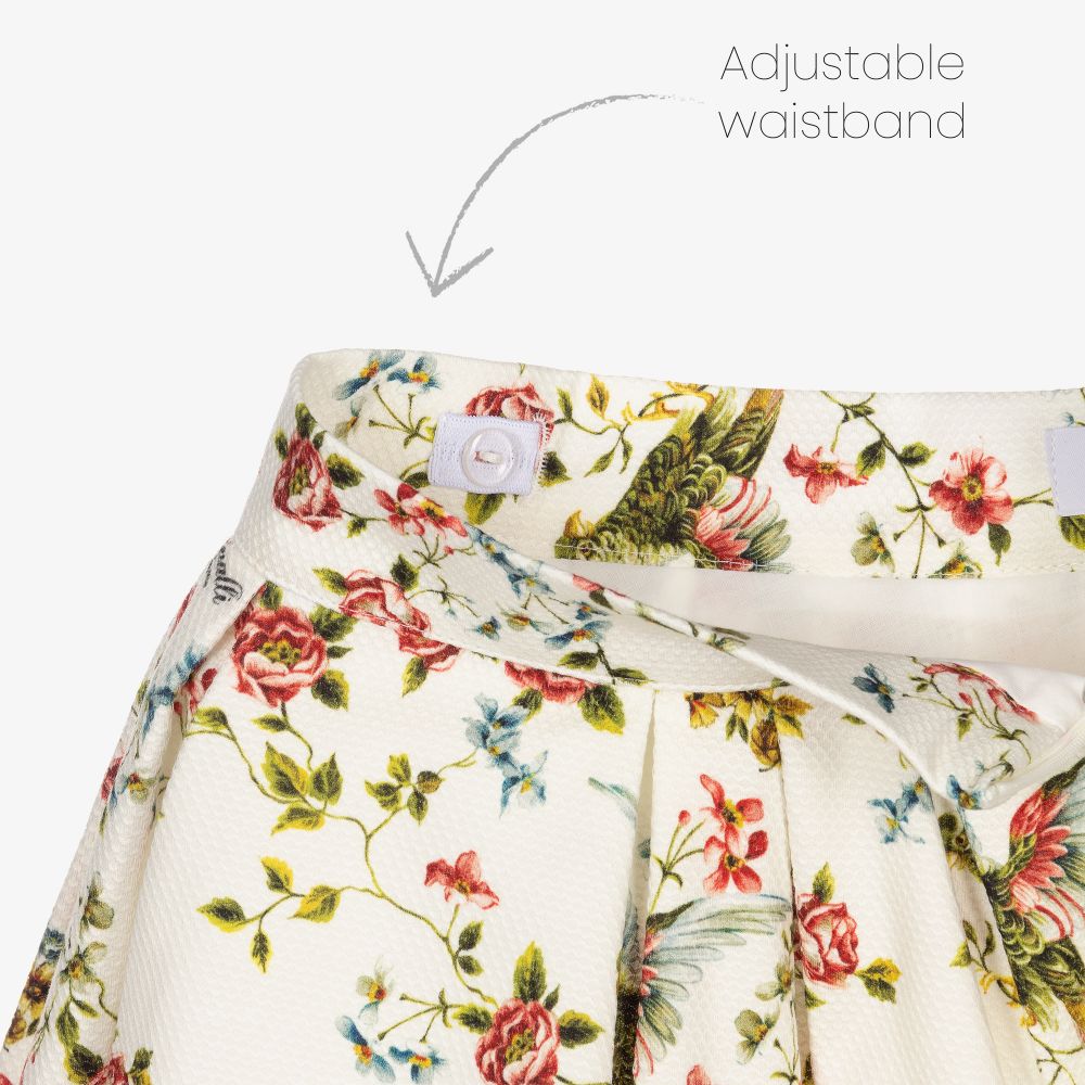 Roberto Cavalli-Girls Ivory Floral Skirt  | Childrensalon Outlet