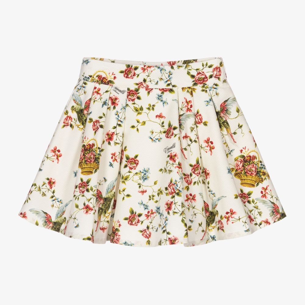 Roberto Cavalli - Girls Ivory Floral Skirt  | Childrensalon