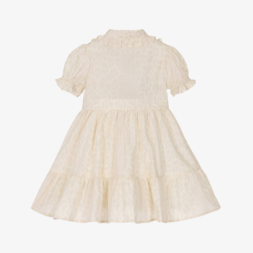 Roberto Cavalli-Girls Ivory Leopard Print Cotton Dress | Childrensalon Outlet