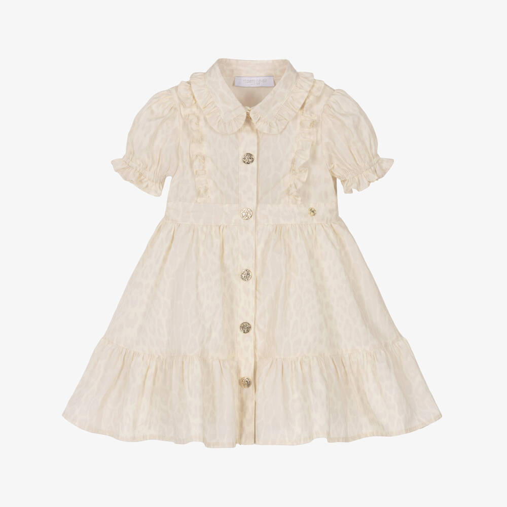 Roberto Cavalli-Girls Ivory Leopard Print Cotton Dress | Childrensalon Outlet