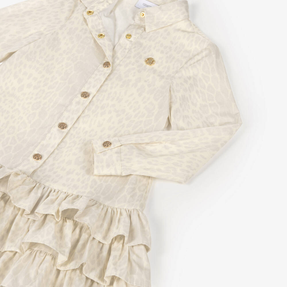 Roberto Cavalli-Girls Ivory Leopard Print Shirt Dress | Childrensalon Outlet
