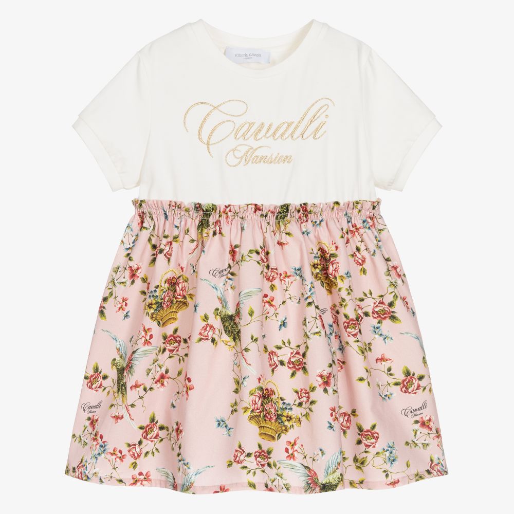 Roberto Cavalli - Кремово-розовое платье для девочек | Childrensalon