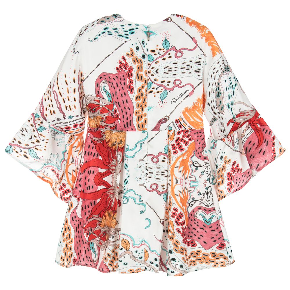 Roberto Cavalli-Girls Ivory & Red Silk Dress | Childrensalon Outlet