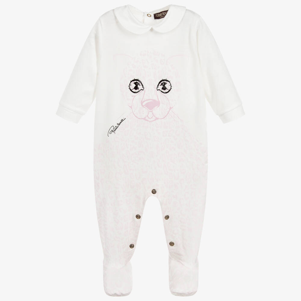 Roberto Cavalli-Girls Ivory Viscose Babygrow | Childrensalon Outlet