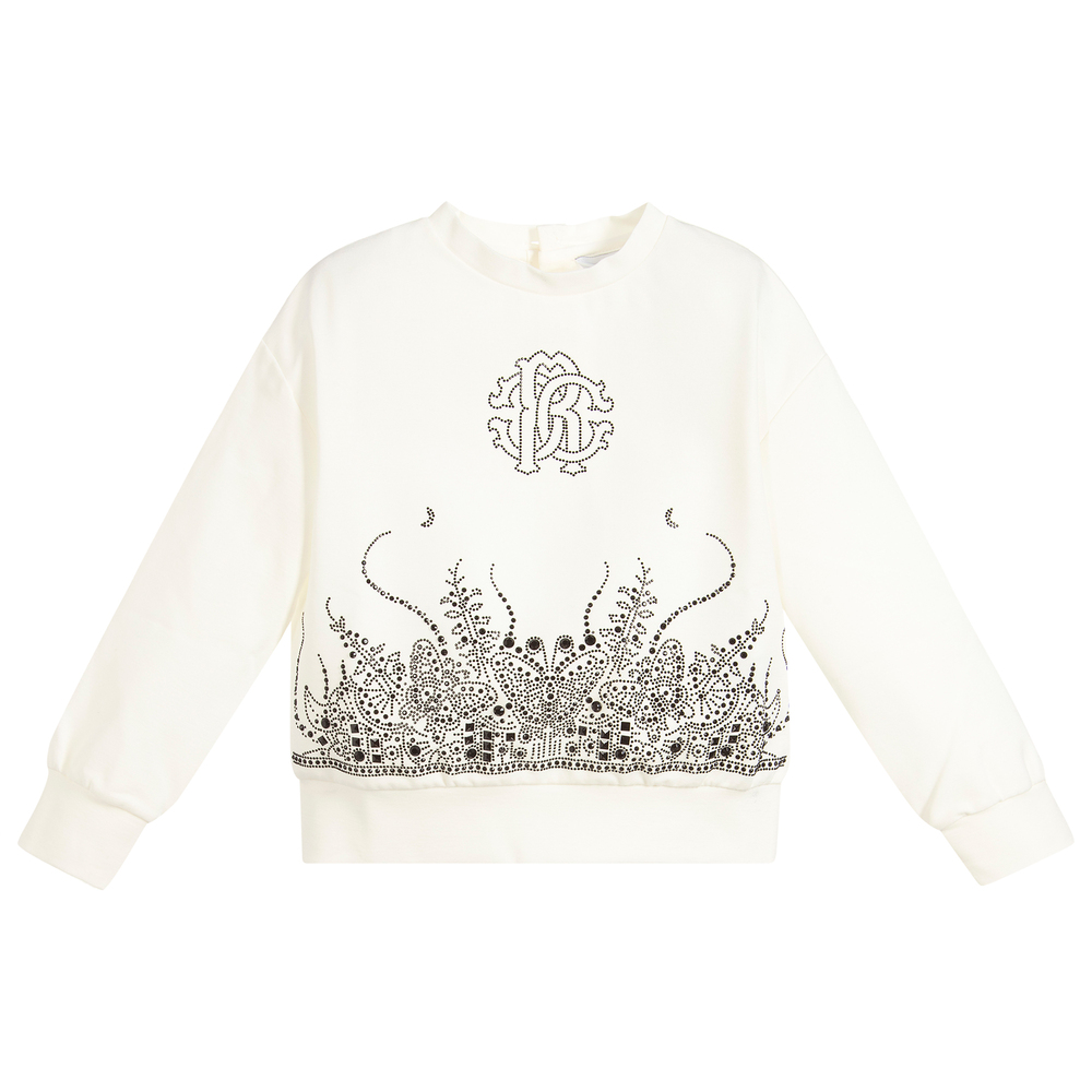 Roberto Cavalli - Girls Ivory Viscose Sweatshirt | Childrensalon