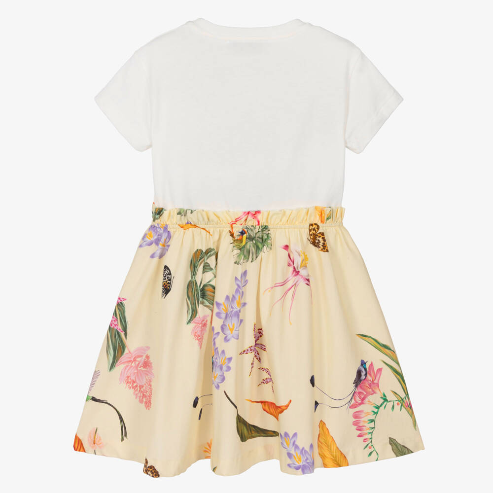 Roberto Cavalli-Girls Ivory & Yellow Cotton Floral Dress | Childrensalon Outlet