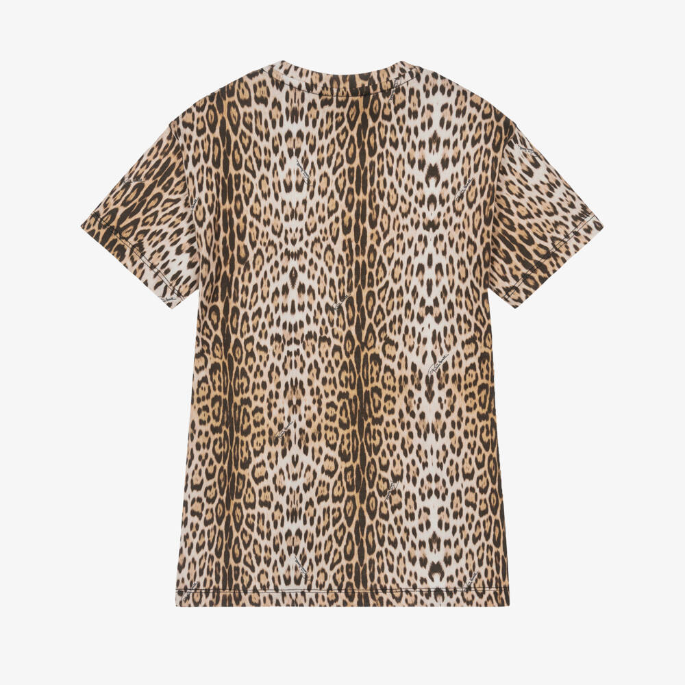 Roberto Cavalli-Girls Leopard Brown Tee Dress | Childrensalon Outlet