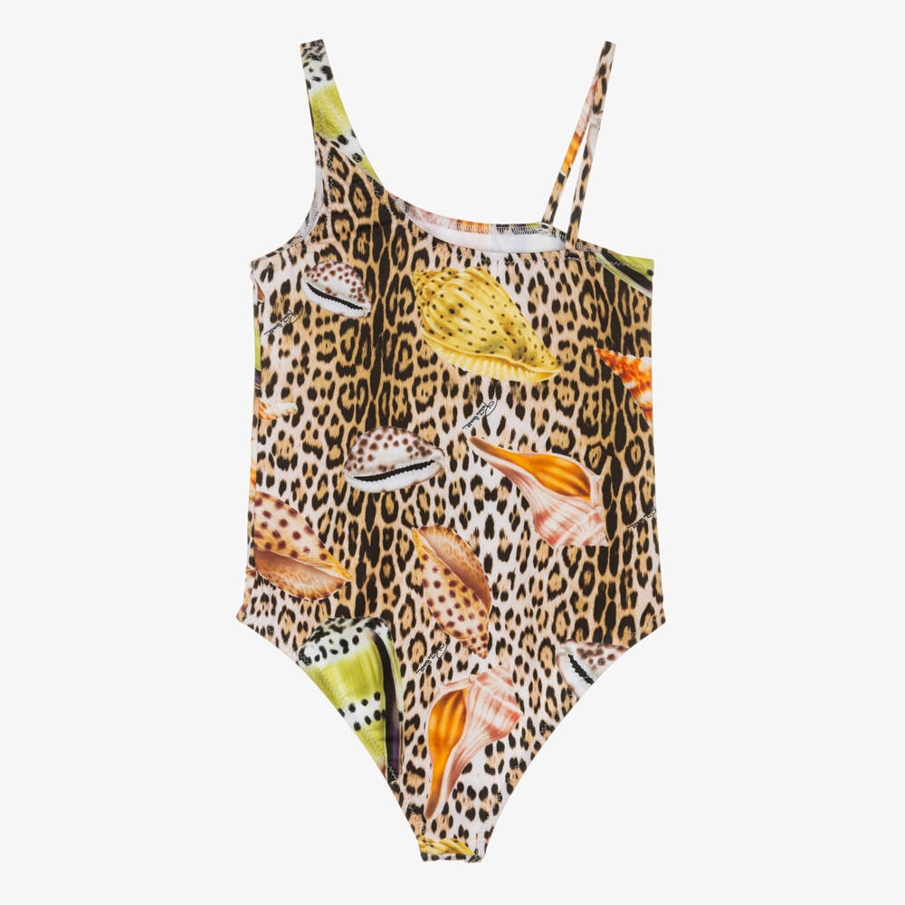 Roberto Cavalli-Girls Leopard & Shell Print Swimsuit | Childrensalon Outlet