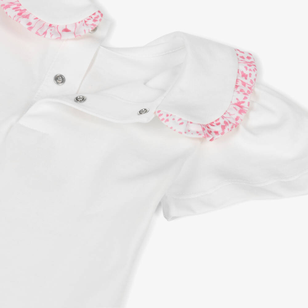 Roberto Cavalli-Girls Monogrammed White Ruffle Tee | Childrensalon Outlet