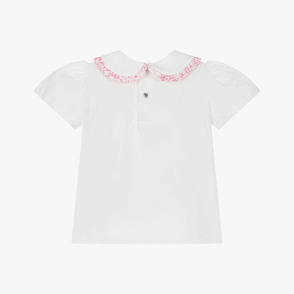 Roberto Cavalli-Girls Monogrammed White Ruffle Tee | Childrensalon Outlet