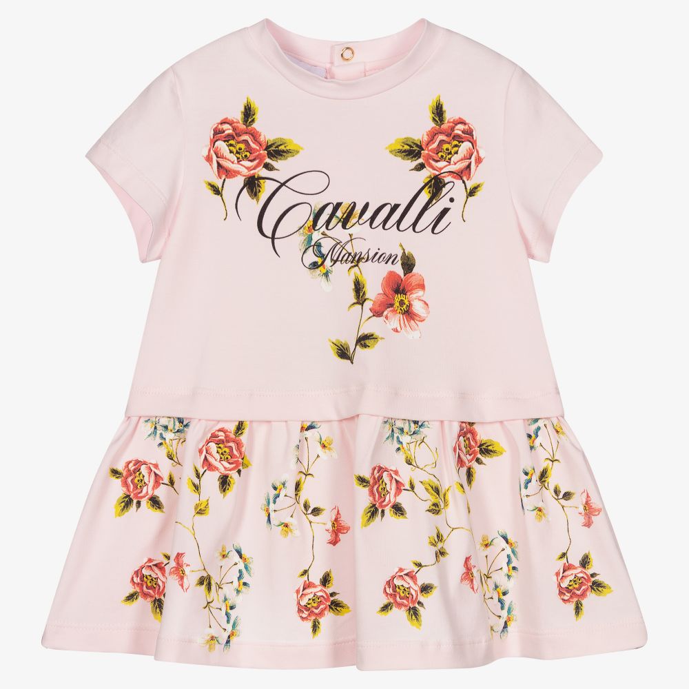 Roberto Cavalli - Girls Pink Cotton Dress  | Childrensalon