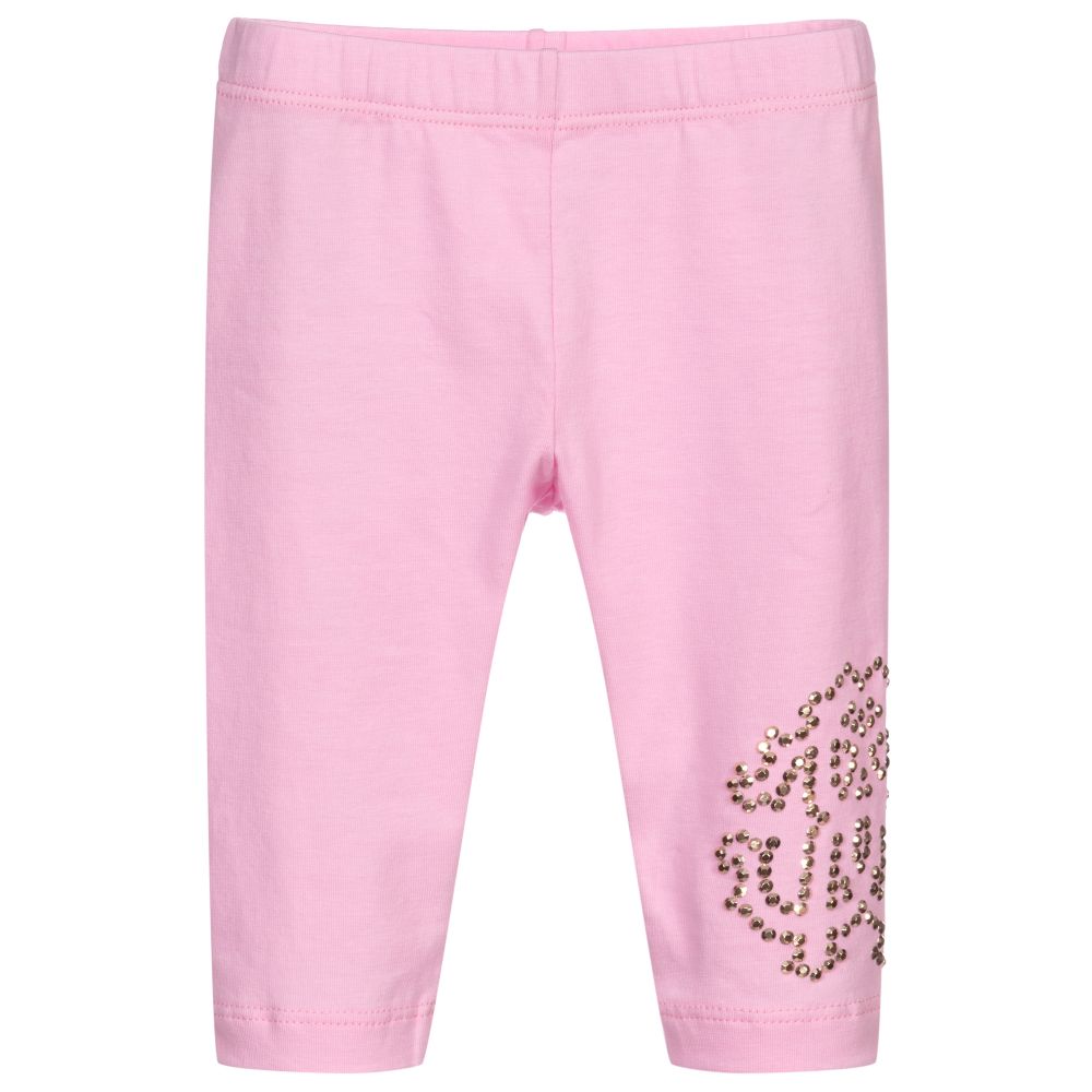 Roberto Cavalli - Girls Pink Cotton Leggings | Childrensalon